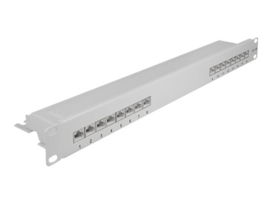 Delock Koblingspanel Cat 6A Rj-45 X 16 Grå 1U 19"