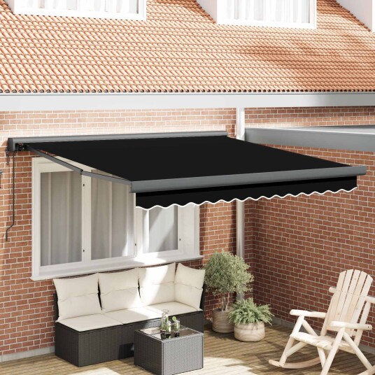 Automatisk uttrekkbar markise svart 300x250 cm  Markise erstatningsstoff for 3x2.5 m ramme svart