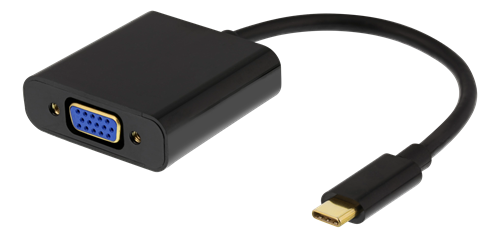 Deltaco USB-C til VGA-adapter 10 cm 1080P svart