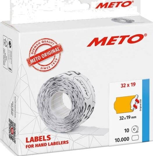 METO Prisetiketter, 32x19mm, neonoransje 10rl/1000