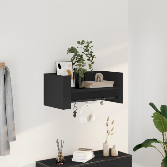  Vegghylle svart 70,5x35x30,5 cm konstruert tre