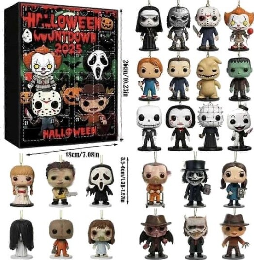 2025 Limited Edition! 24 dagers Skrekkfilm Figur Adventskalender FMY