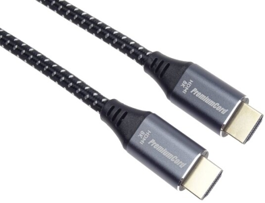 Premiumcord Kabel Hdmi 2.1 High Speed + Ethernet Kabel 8K@60Hz Gullbelagte Kontakter 0,5 M Kphdm21s05