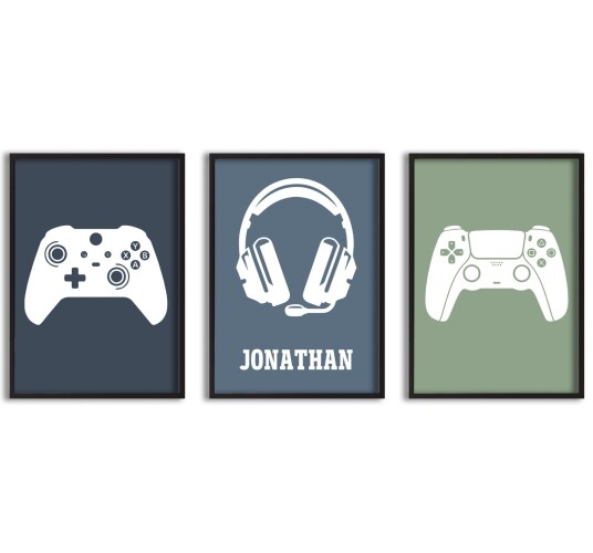 Namly Design 'Personlig Plakat Gamer Plakat med Navn og Kontroller Sett med 3' POSTERVUBSTG