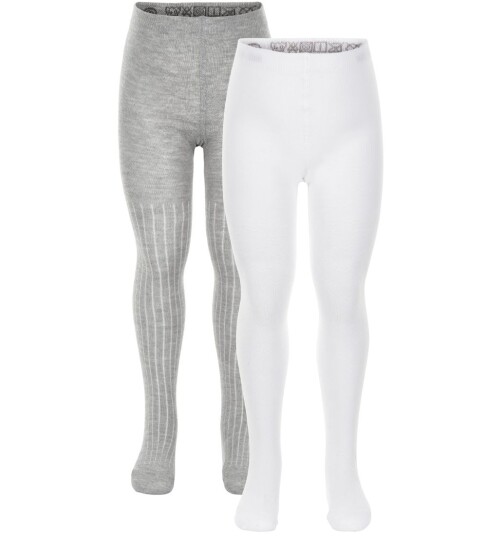 Minymo Strømpebukser 2 pack Hvit/Grå 92/98 Strømpebukser 92 98