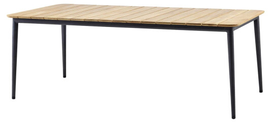 Cane-line Core spisebord Lava grey/teak 210 x 90 cm Grå