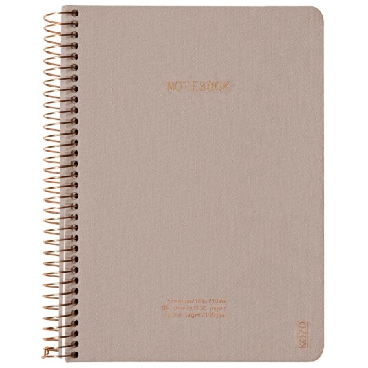 Notatbok m/spiral Kozo premium A5 Sand