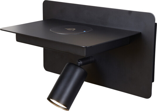 Ace vegglampe med trådløs lading USB A og C Svart Ace vegglampe med trådløs lading USB A og C Svart