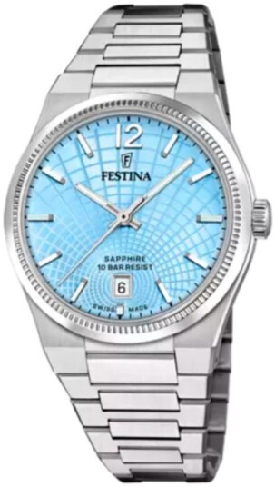 Festina Dameklokke F20052 5 Swiss Made Blå/Stål Ø35 mm Festina Dameklokke F20052 5 Swiss Made Blå/Stål Ø35 mm