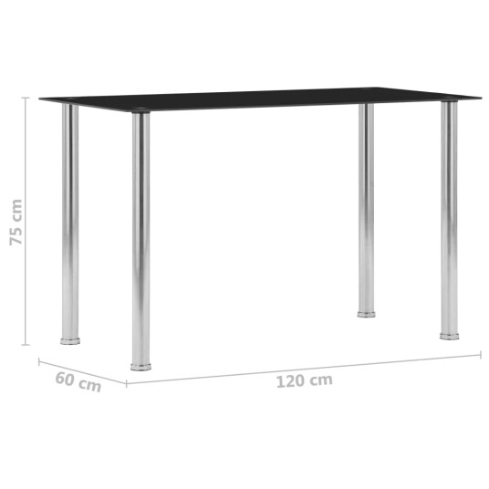 vidaXL Spisebord svart 120x60x75 cm herdet glass