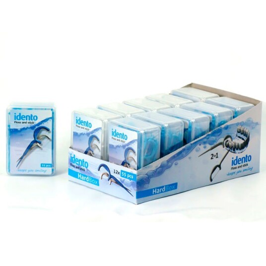 Idento Floss & Stick Tanntrådhengere Hardbox 55 stk.