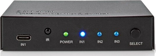 Nedis HDMI ™ Switch | 3-Port port(s) | 1x USB-C™ / 2x HDMI™ Inngang | 1x HDMI ™ -utgang | 4K@60Hz | 18.0 Gbps | Metall | Antrasitt