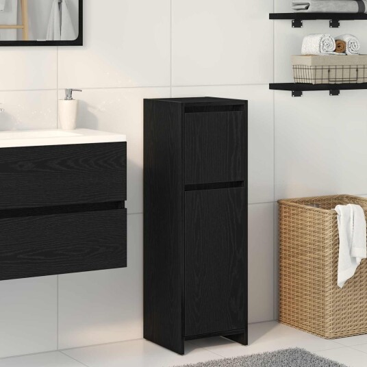 Badskap Svart Eik 30x30x95 cm Laget av Tre