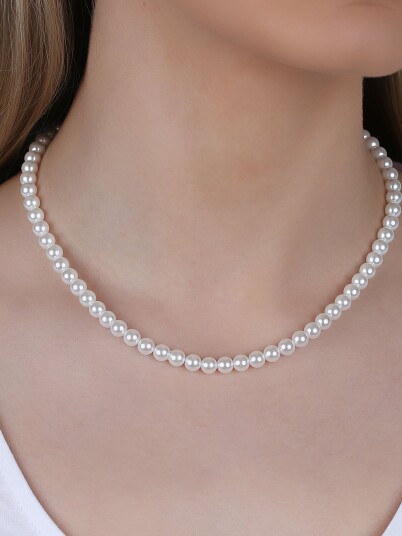 Snö Of Sweden Jackie pearl neck 40cm Sølv ONE SIZE