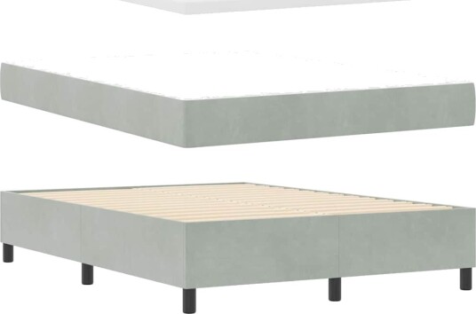 Box Spring Seng med Madrass Lys Grå 160x200 cm Fløyel