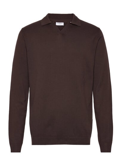 Lindbergh Splitneck Recycled Yarn Knit - Brown - S