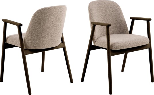 Reciclar Spisestol i bouclé med armlener i eik - Mørk brun/Greige