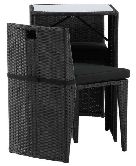 Venture Design Savanna kafésett Grå 2 stoler & bord 50x66 cm Svart