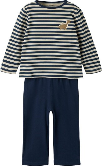 Name It Pysjamas - 2 Deler - NmmRyndq - Navy Blazer m. Dinosaur - Name It - 6 år (116) - 2-delt nattøy Beige Svart