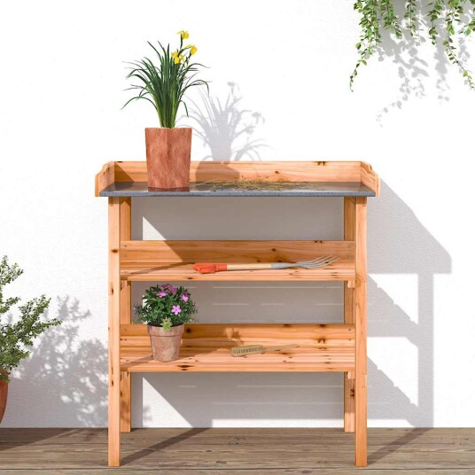 Plantebord med hyller brun 78x38x82,5 cm heltre gran Plantebord med hyller brun 78x38x82,5 cm heltre gran