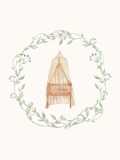 Namly Design Plakat Vugge med Blomsterkrans POSTERBYMWQW
