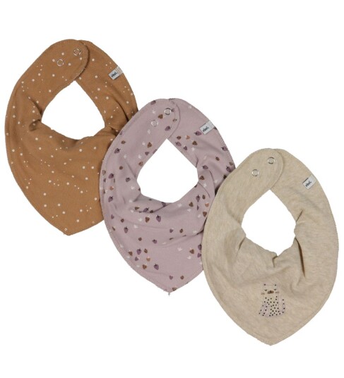 Pippi Bandana Bib Girl -Aop (3-Pack) - Brown - ONE SIZE