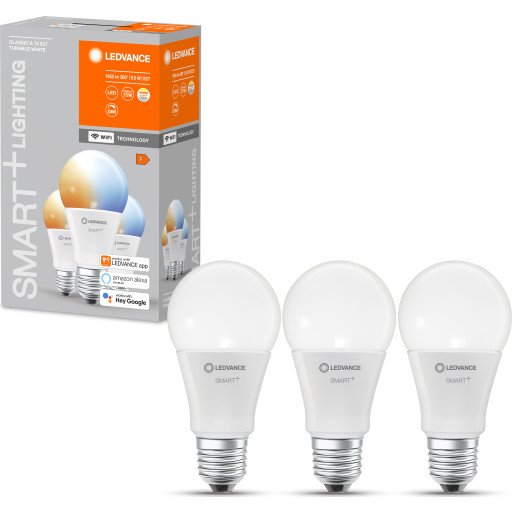Ledvance Smart+ Classic Tunable White lyskilde, 9,5W, WiFi, E27, matt, 3 stk.