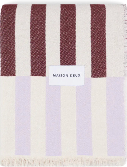 Maison Deux Tiles Blanket Lilac Burgundy   Pink   140X 180CM