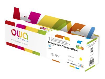 Owa - 247 Ml - Gul - Kompatibel - Boks - Gjenfabrikert - Blekkpatron (Alternativ For: Hp 981Y) - For Hp Pagewide Enterprise Color 556 Mfp 586  Pagewide Enterprise Color Flow Mfp 586