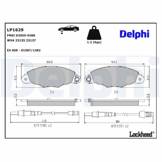 Bremseklosser sett DELPHI LP1629