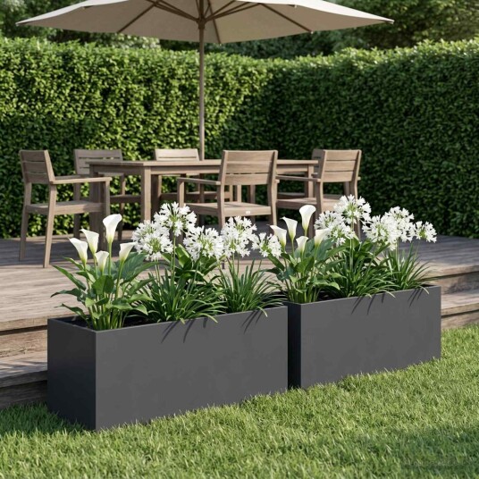 vidaXL Hageblomsterpotte 2 stk. Antrasitt 40 x 20 x 20 cm