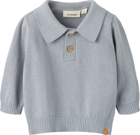 Lil"Atelier Nbmhitos Loose Ls Polo Knit Lil Blue 56