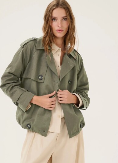 My Essential Wardrobe Miramw Short Trenchcoat Khaki green 46 My Essential Wardrobe Miramw Short Trenchcoat Khaki green 46