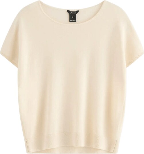 Lindex Fine Knit Short Sleeved Top Beige M