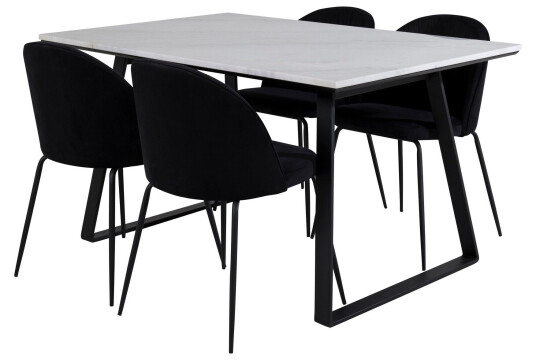 Venture Home Estelle Spisegruppe 140 cm Rektangulær med 4 Wrinkles Stoler Sort