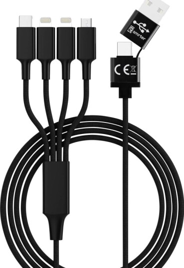 Usb-Kabel Smart Usb-A Usb-C + Microusb + 2X Lightning 1,2 M Svart Smrter_Elite_L_Bk Usb-Kabel Smart Usb-A Usb-C + Microusb + 2X Lightning 1,2 M Svart Smrter_Elite_L_Bk