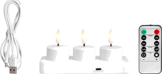 Markslöjd LED telys 3 pk – Oppladbare Hvit