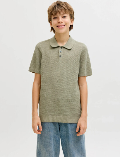 Jack & Jones Jprbluriley Knit Polo Ss Jnr Green 140