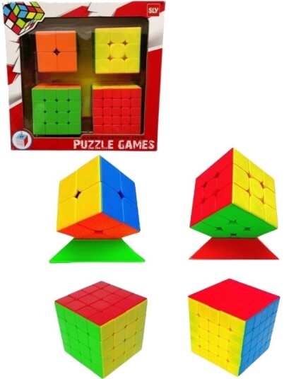 Puzzle Games 4-Pakning Puslekuber I Ulike Størrelser