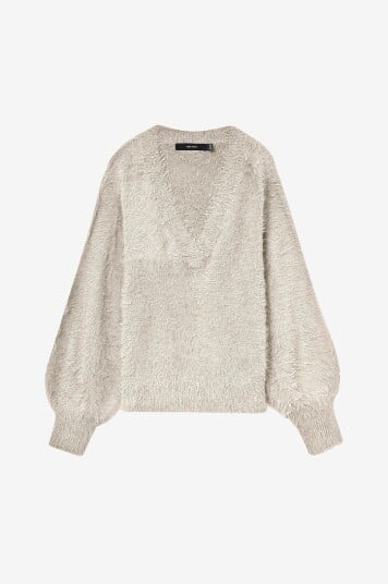 Vero Moda  Pullover vmPoilu LS V neck Pullover Boo Grå