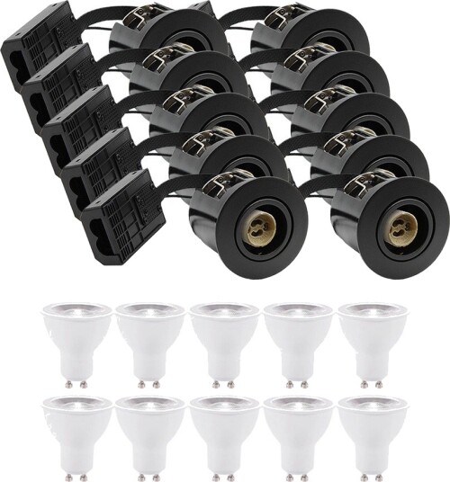 10 stk. LEDlife innbyggingsspot Inno88 Utendørs Inkl. 6W GU10 Svart IP44 direkte i isolasjon Dimbar : Ikke dimbar Kulør : Varm