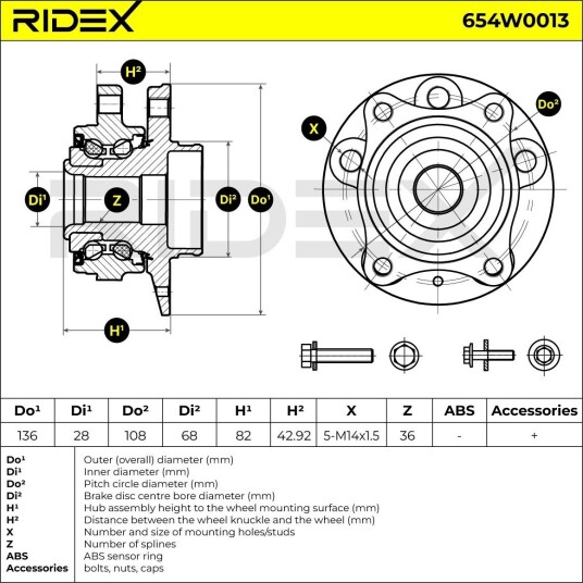 RIDEX 654W0013 Hjullager RIDEX 654W0013 Hjullager