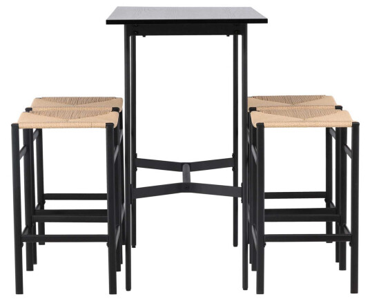 Venture Design Rax & Polly bargruppe Natur/svart 4 stoler & bord 120 x 60 cm