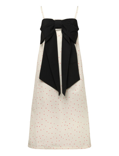 Stella Nova Heart Printed Bow Dress   Cream   34