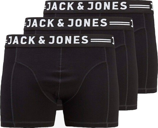 Jack & Jones Plus Boksershorts Jacsense Trunks 3 pakning Svart