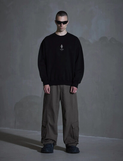 HAN Kjøbenhavn Diamond Oversized Crewneck - Black - S