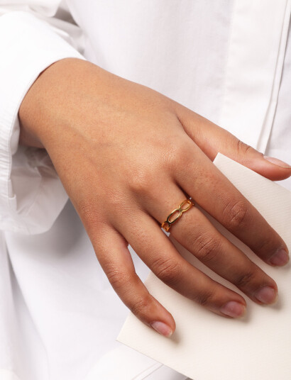 Design Letters Square Link Ring - Gold - ONE SIZE