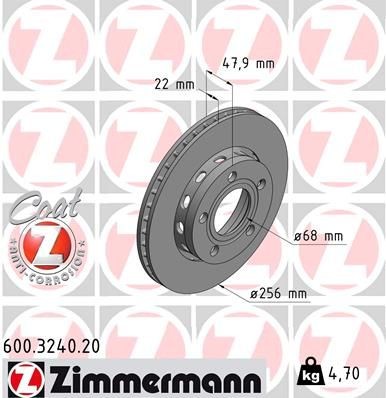 Bremseskive ZIMMERMANN 600.3240.20 Bremseskive ZIMMERMANN 600.3240.20