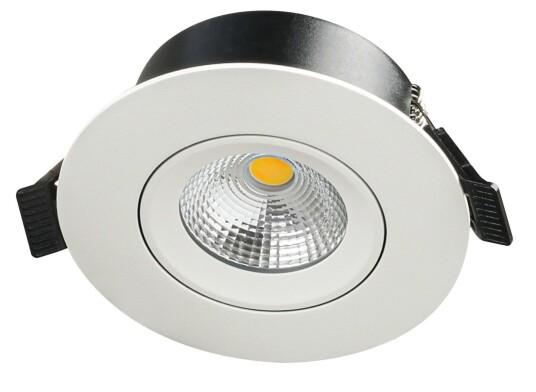 E95 lavtbyggende downlight 2700 Kelvin IsoSafe RA90 7W IP54 Dimbar Hvit