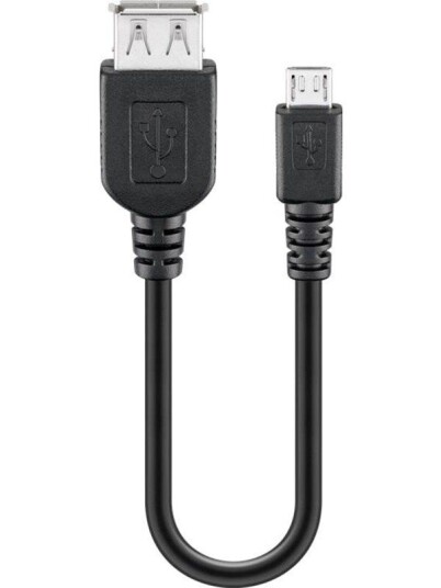 Goobay USB A til Micro-B Adapter 0.2m, Sort, USB 2.0